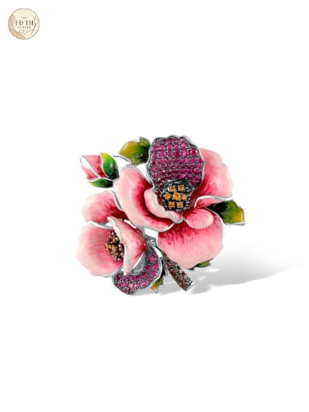 925 Sterling Silver Enamel Rose Brooch Pin Handmade Women Jewelry Gift